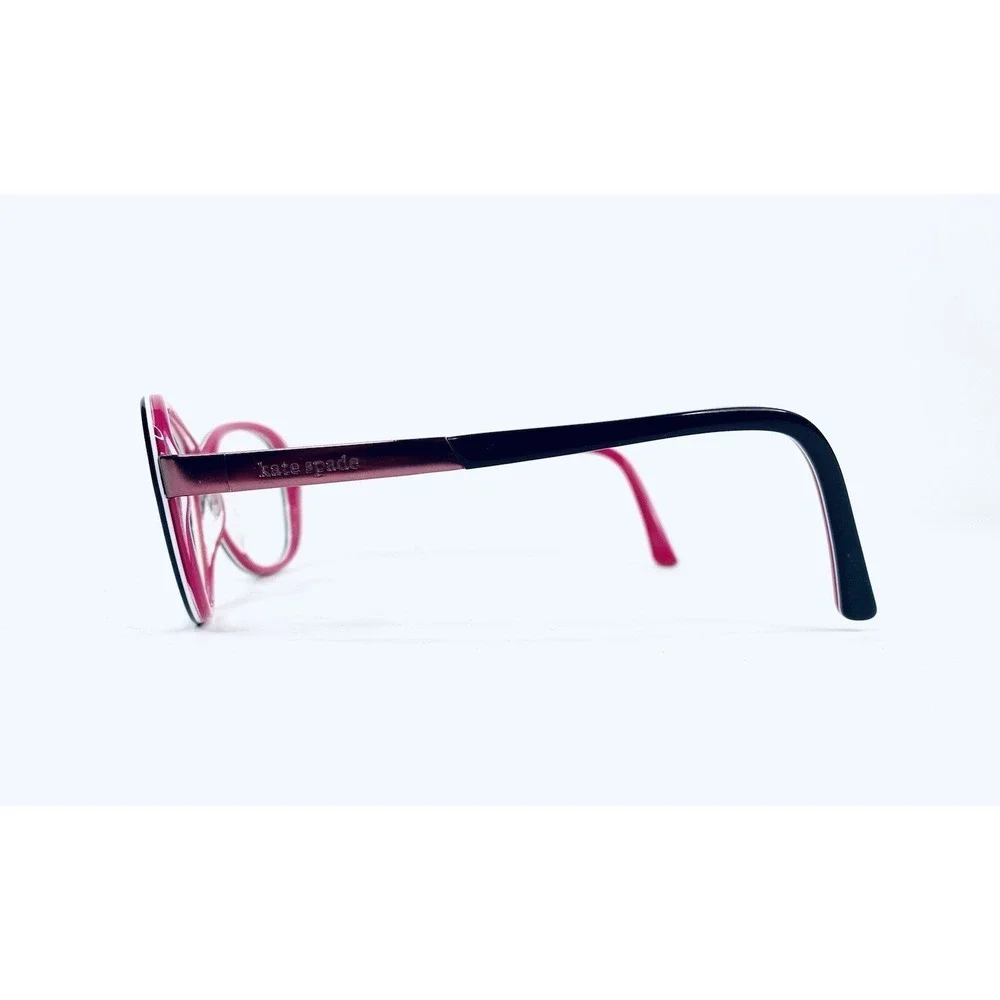 Kate Spade Black Pink Oval Glasses Rose Gold Accents Marsha 51 16 135